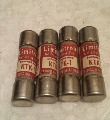 Lot of 4 Limitron KTK-1Fuse KTK Fast acting SC100KA,600V. 2 new, 2 used