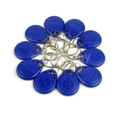 10pcs 125Khz RFID Proximity ID Token Tag Key Key fobs Chain Water Resist Plastic