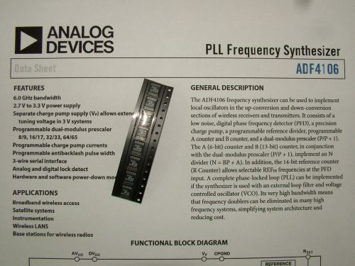 SMT ADF4106 PLL FREQUENCY 6GHz TSS0P16  ( LOT OF 8 )