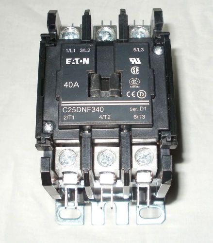 Eaton c25dnf340t-gl definite purpose contactor 40/50a 3-pole 24vac 50/60hz new for sale