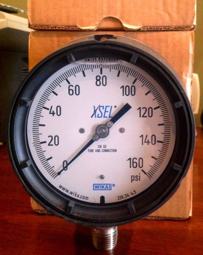 1 WIKA GLYCERINE 4.5&#034; 160 PSI 316 SST THREAD PRESSURE GAUGES #9834842