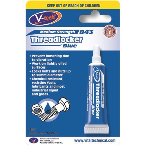 Quality Vtech V-Tech Medium Strength Threadlocker Blue Anaerobic Adhesive 6Ml