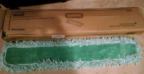 6 RUBBERMAID Q438 36&#034; HYGEN DRY DUSTING MOP HEAD W/ FRINGE 100% MICROFIBER CASE