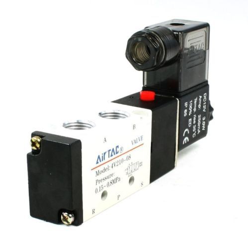 Dc 12v 250ma 3w 2 positions 5 ports 4v210-08 model pneumatic solenoid valve for sale