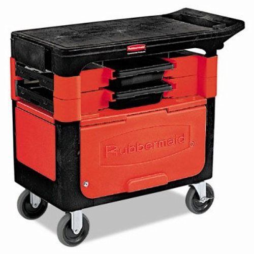 Rubbermaid Locking Trades Cart, 330-lb Cap., 2 Shelves, Black (RCP618088BLA)