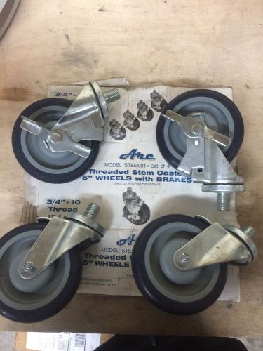 Arc caster, swivel caster, threaded w/3/4&#034; stem, 5&#034; diameter, w/ locks, stem001 for sale