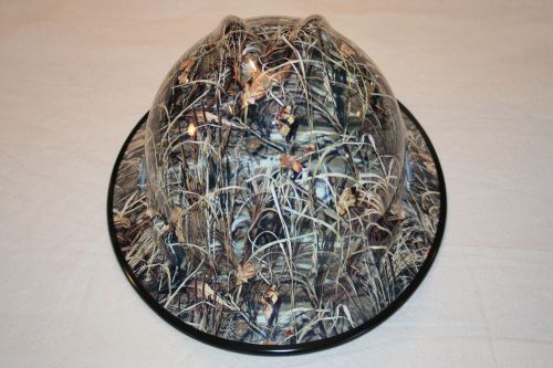 New custom msa v-gard (full brim) hard hat w/fas-trac ratchet realtree max4 camo for sale