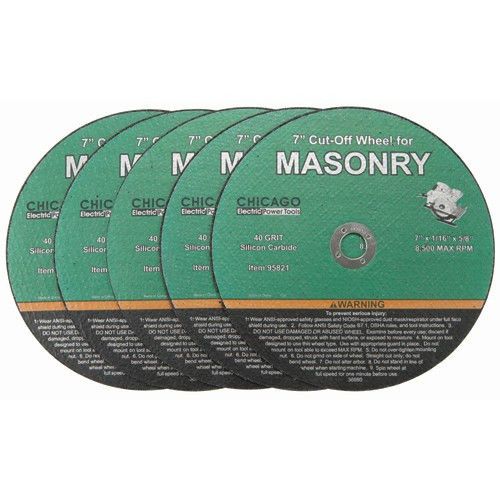 7&#034; 40 grit masonry cut-off wheel 5 pieces, 5/8&#034; arbor, 8500 rpm maximum for sale