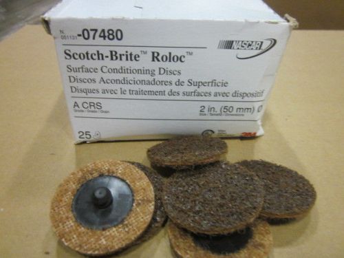 1 BOX 3M 2&#034; COARSE SCOTCH BRITE ROLOC SURFACE CONDITIONING DISCS 07480 NEW