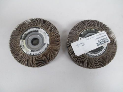 LOT2 NEW MERIT ABRASIVES 4X1X5/8IN GRIND-O-FLEX 60 GRIT FLAP WHEEL D216163