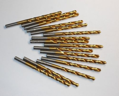 Jobber Length Drills 7/32&#034; HSS 118D TiN 2-1/2&#034; LOC x 3-3/4&#034; OAL QTY 16 &lt;1914&gt;