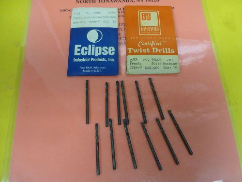 SCREW MACHINE DRILL 7/64&#034; HIGH SPEED 135 SPLIT PT BLACK OX NEW USA 12 PCS $4.80