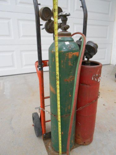 Used oxygen &amp; acetylene tanks, regulators, tips and cart for sale