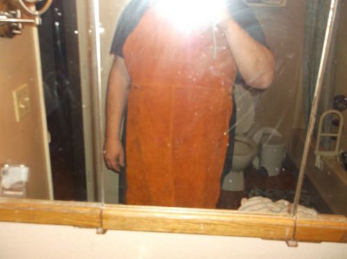 HEAVY LEATHER FULL LENGTH SHOP APRON, WELDING, METAL WORK,