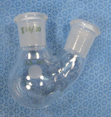 CHEMGLASS  15 ML  ROUND  BOTTOM  2-NECK  FLASK  BOTH  14/20           K