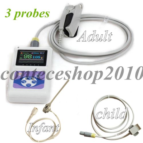CE OLED fingertip pulse oximeter CMS60D+ 3 probes(adult+child+Infant)free SW