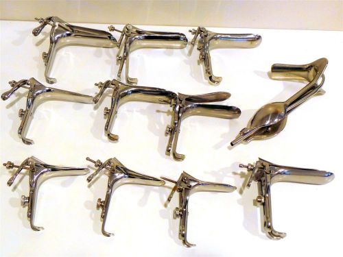 Lot of 11 Vaginal Specula Speculum Surgical Instruments V. Meuller Sklar OB GYN