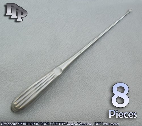 8 Pcs Orthopedic SPRATT BRUN BONE CURETTES 1/ 9&#034; Surgical DDP Instruments