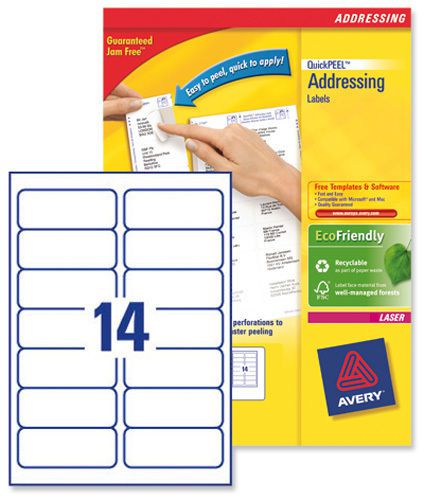 Addressing Labels Laser Jam-free 14 per Sheet 99.1x38.1mm White Office Home  p3