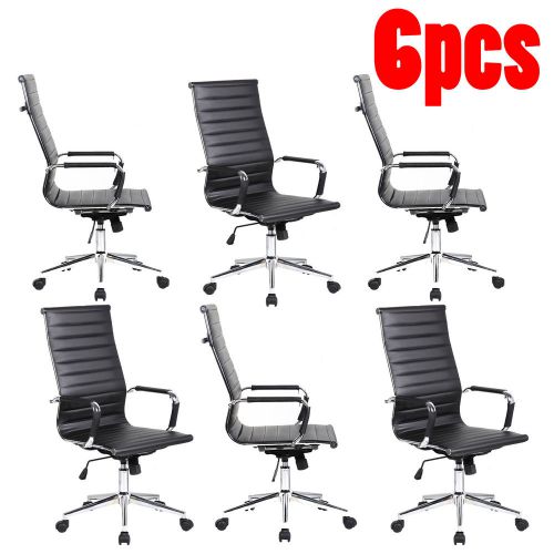 NEW Set of Six (6) Modern Office Conference Room Chairs High Back Support LOT