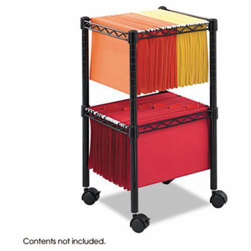 Safco 2-tier compact mobile wire file cart, steel, black (saf5221bl) for sale