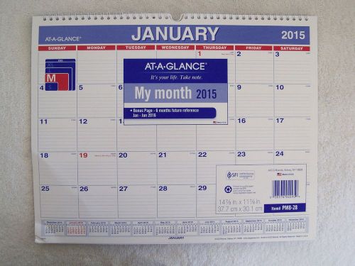 2015 At-A-Glance Monthly Wall Calender - Jan thru Dec - 15&#034; x 12&#034; - PM8-28