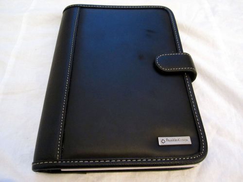 Franklin covey classic black planner organizer w/ spiral notebook + notepad nice for sale