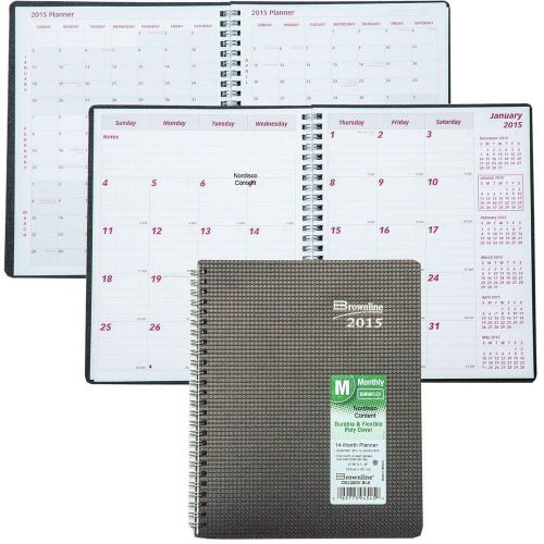 Brownline CB1200.BLK 2015 Duraflex Monthly Planner, 8-7/8 x 7-1/8&#034;