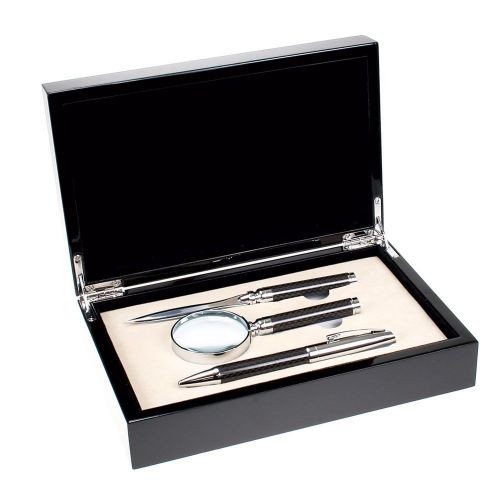 Carbon fiber pen, magnifier, &amp; letter opener executive gift set for sale