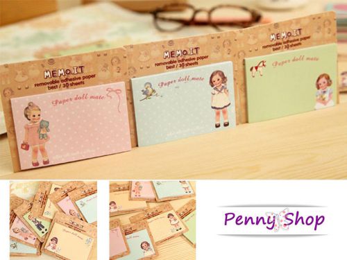 Kawaii Retro Paper Doll Mate Sticky Post-it Memo Note Notepad - Random ship