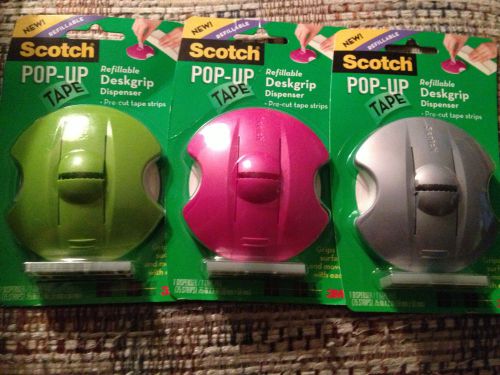 3m Scotch Pop up Tape Dispenser Refillable LOT OF 3 NEW