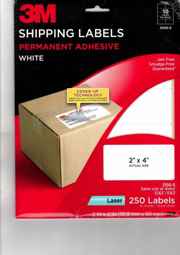 3m shipping labels permanent adhesive white 2&#034; x 4&#034; 250 labels avery 5263\5163 for sale