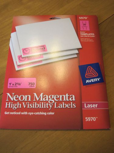 AVERY 5970 HIGH VISIBILITY 1&#034; X 2 5/8&#034; LASER PRINTER LABELS NEON MAGENTA 750/Pk