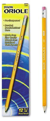 Dixon oriole presharpened pencil - #2 pencil grade - yellow barrel - (dix12886) for sale
