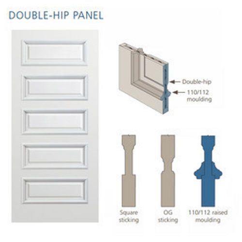 Custom carved 5 panel oval double hip primed solid core doors w/ raised moulding for sale