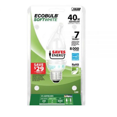 ECOBULB SOFT WHITE ENERGY STAR 40 WATT EQUIVALEN Chandelier Base CFL LIGHT BULB