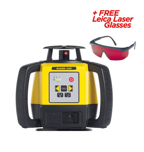 Leica Rugby 640 Construction Laser w/Rod Eye-Basic &amp; Alkaline Battery