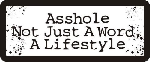 3 - A$$hole Not Just A Word, A Lifestyle Hard Hat / Biker Helmet Sticker  BS046