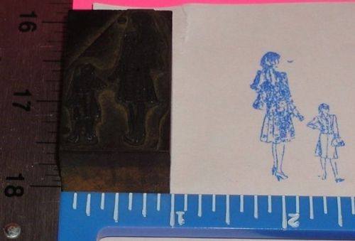 Vintage Letterpress Printers Block LADY MODELING DRESS