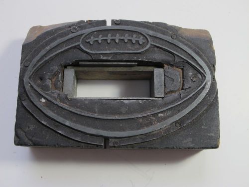 Unique Vintage Print Press Printers Block of a Football with open center
