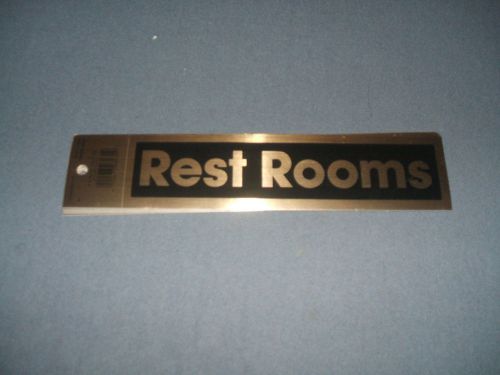 Peel n Stick Self Adhesive Black &amp; Gold REST ROOMS Door Sign Office or Business