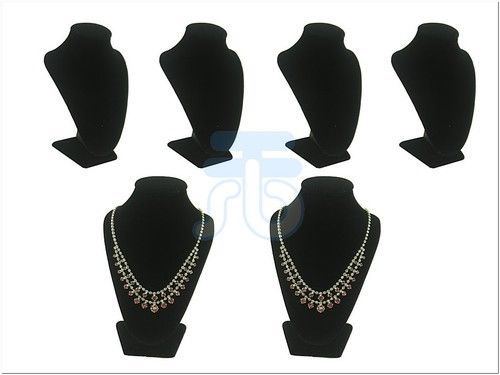 6 x Black Velvet Necklace Jewelry Bust Display Stands
