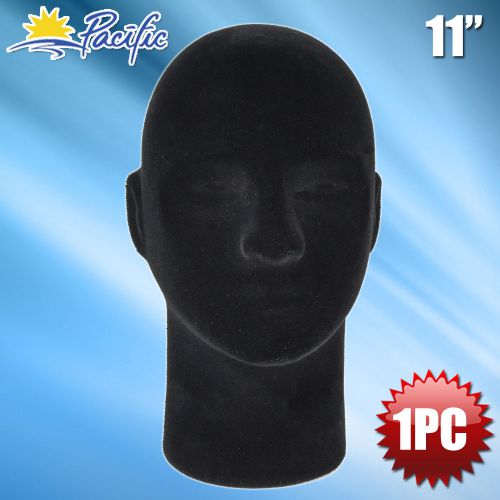 New male styrofoam foam black velvet mannequin head display wig hat glasses 1pc for sale