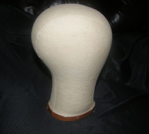 VINTAGE CLOTH CANVAS MANNEQUIN HEAD BLOCK HAT WIG MAKER FORM No. 20 1/2