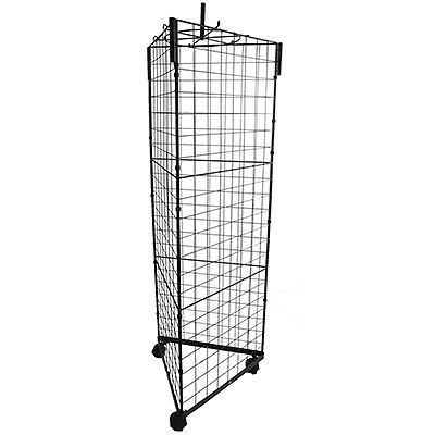 4.5 Foot Triangle Grid Merchandise Display Store Rack, Black