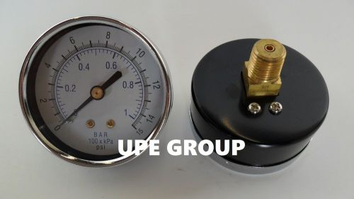 New air pressure gauge wog water oil gas  2.5&#034; face 0-15 back mnt 1/4&#034; npt for sale