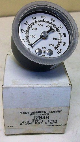 Marsh General Service Gauge 0-100 PSI 0-700 kPa 2&#034; 1/4&#034; NPT J2048 NIB