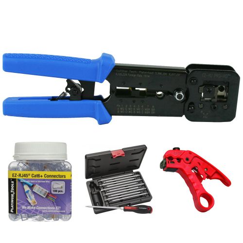 Platinum Tools 100054 EZ-RJPRO Crimp, CAT6+ Series Connectors, Cutter, Tool Kit