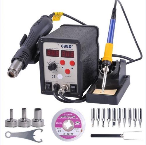 Soldering gun air station rework iron hot smd 2in 1 welder lcd digital 11 tips for sale