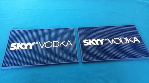 Lot of TWO (2) SKYY VODKA Blue Rubber Bar Spill Mats 18&#034; x 12&#034; - BRAND NEW